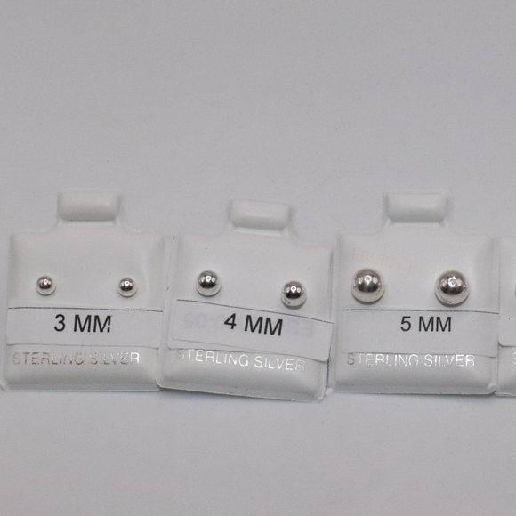 925 Sterling Silver Genuine Round Ball Stud Earrings 3mm / Pair / Men Women Kids - Picture 6 of 7